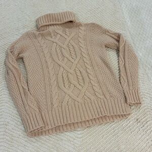 Ralph Lauren Beige Cable Knit Turtleneck Sweater
